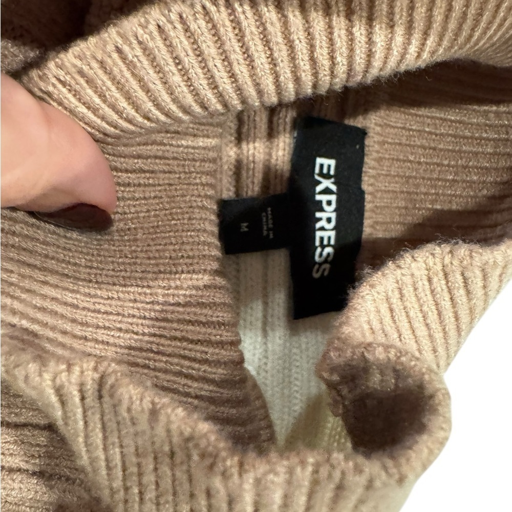 Express Two-Tone Ribbed Turtleneck Sweater - Picture 2 of 2